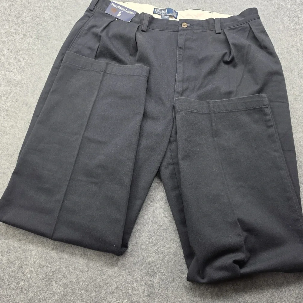 Polo Ralph Lauren Andrew Pant Mens 38x30 NWT Blue Pleated Chino 100% Cotton